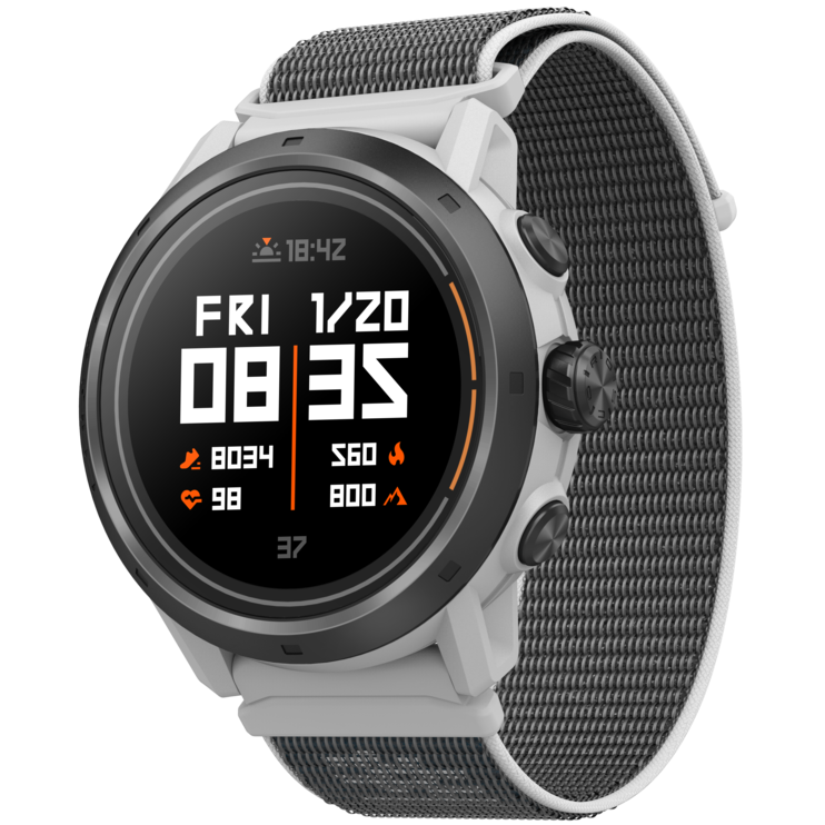 Front view of the APEX 2 Pro KJ watch facing slightly left with the KJ nylon band.
