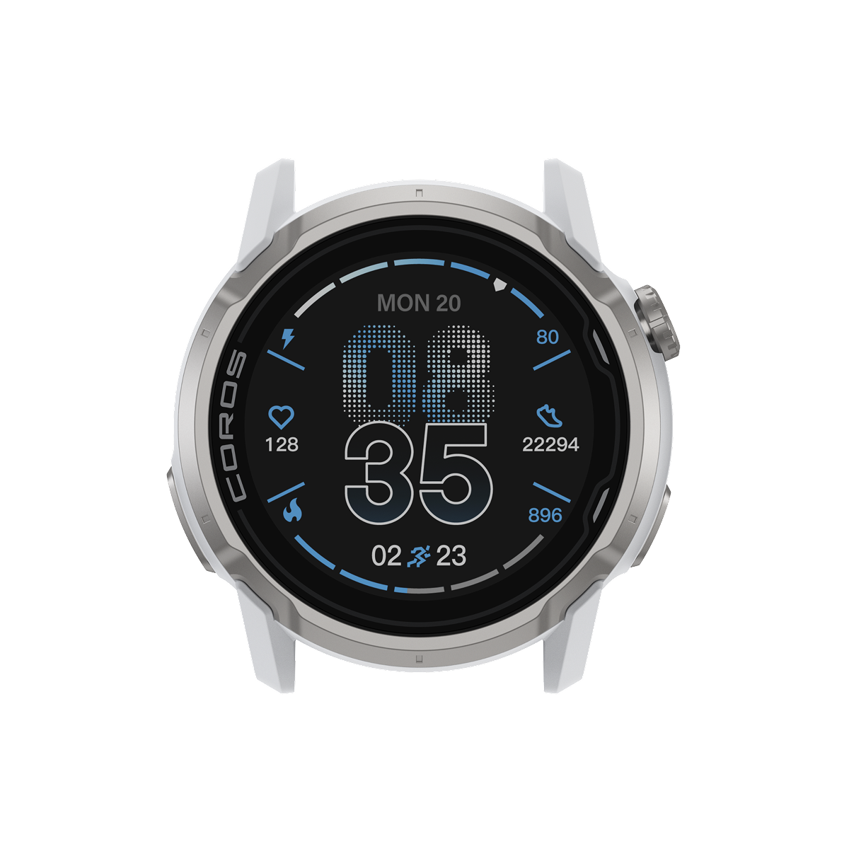 Front view of the COROS APEX 4 42mm Watch Body in White