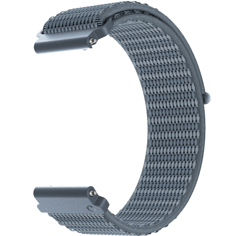 Front view of the 20mm Nylon Band in Blue Steel.