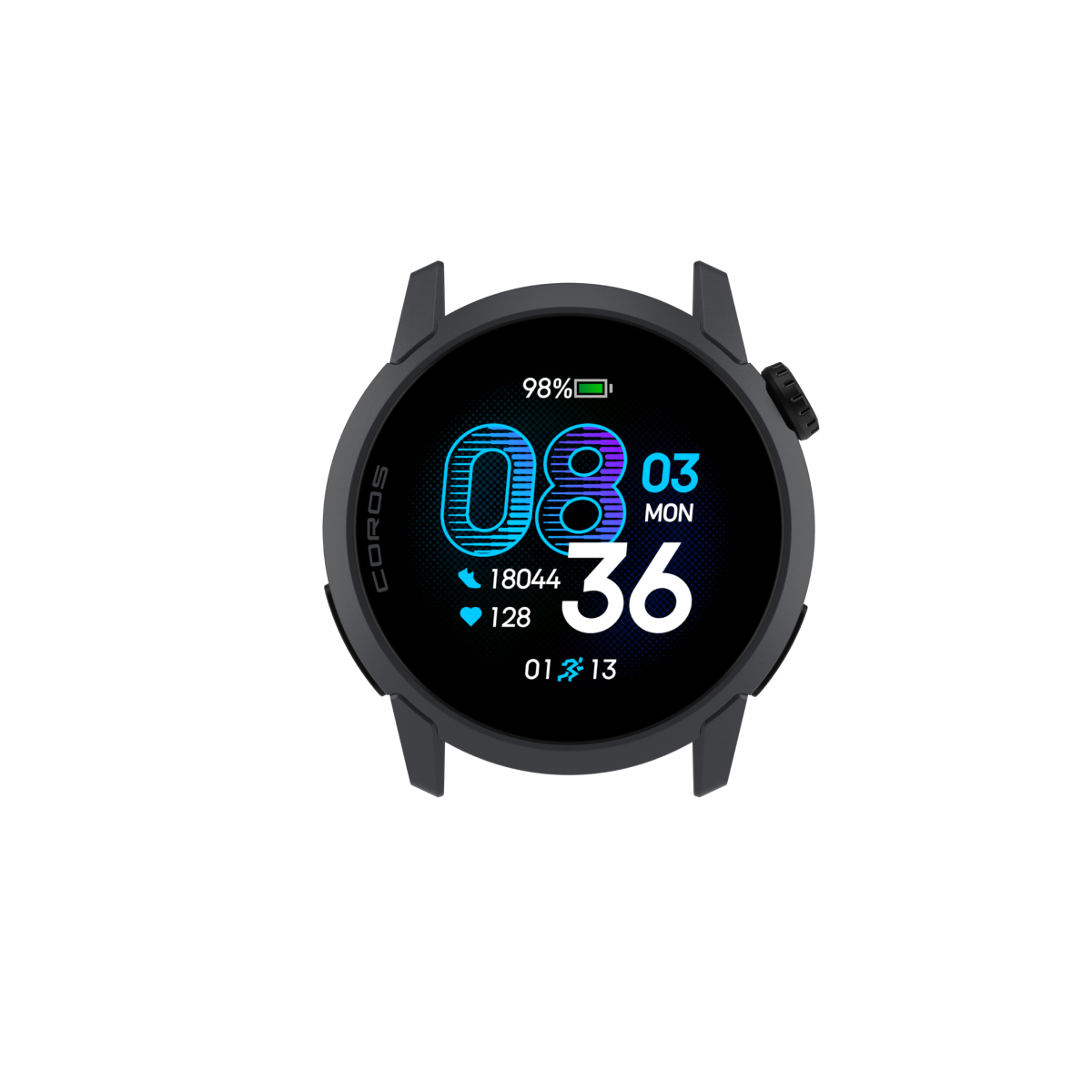 Front view of the COROS PACE 4 Watch Body in Black