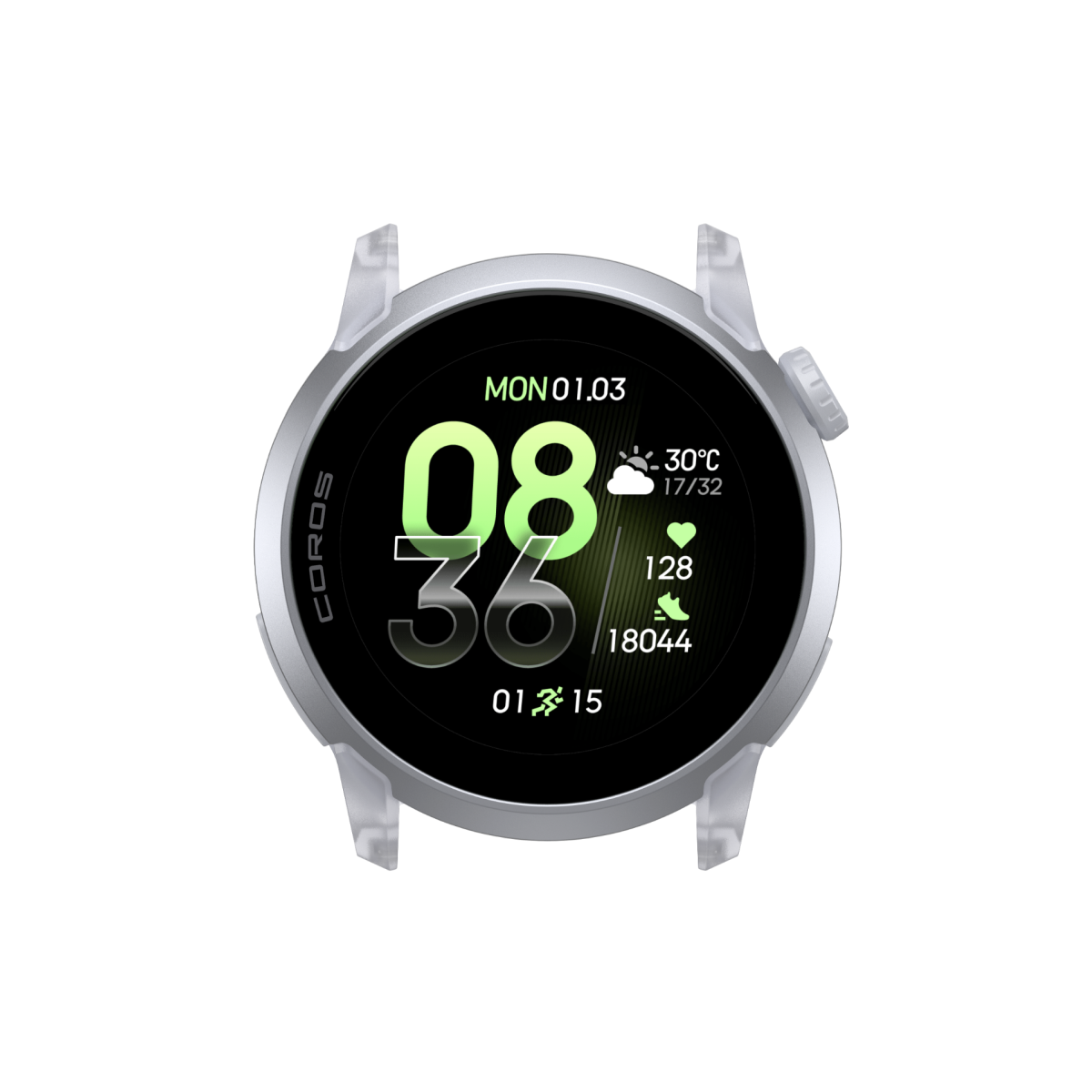 Front view of the COROS PACE 4 Watch Body in Cloud White