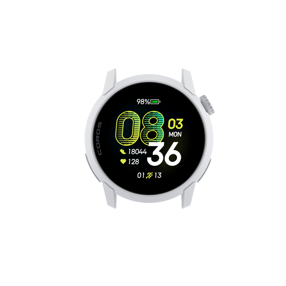 Front view of the COROS PACE 4 Watch Body in White