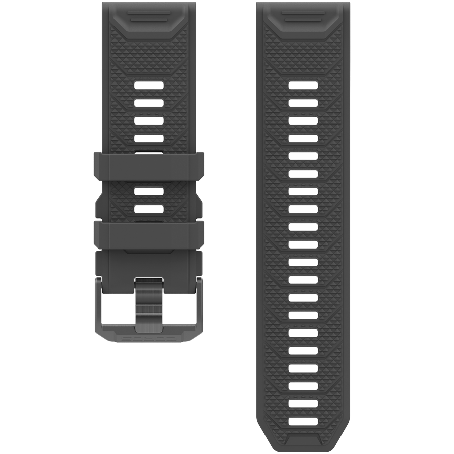 Front view of the 26mm Silicone Band in black.