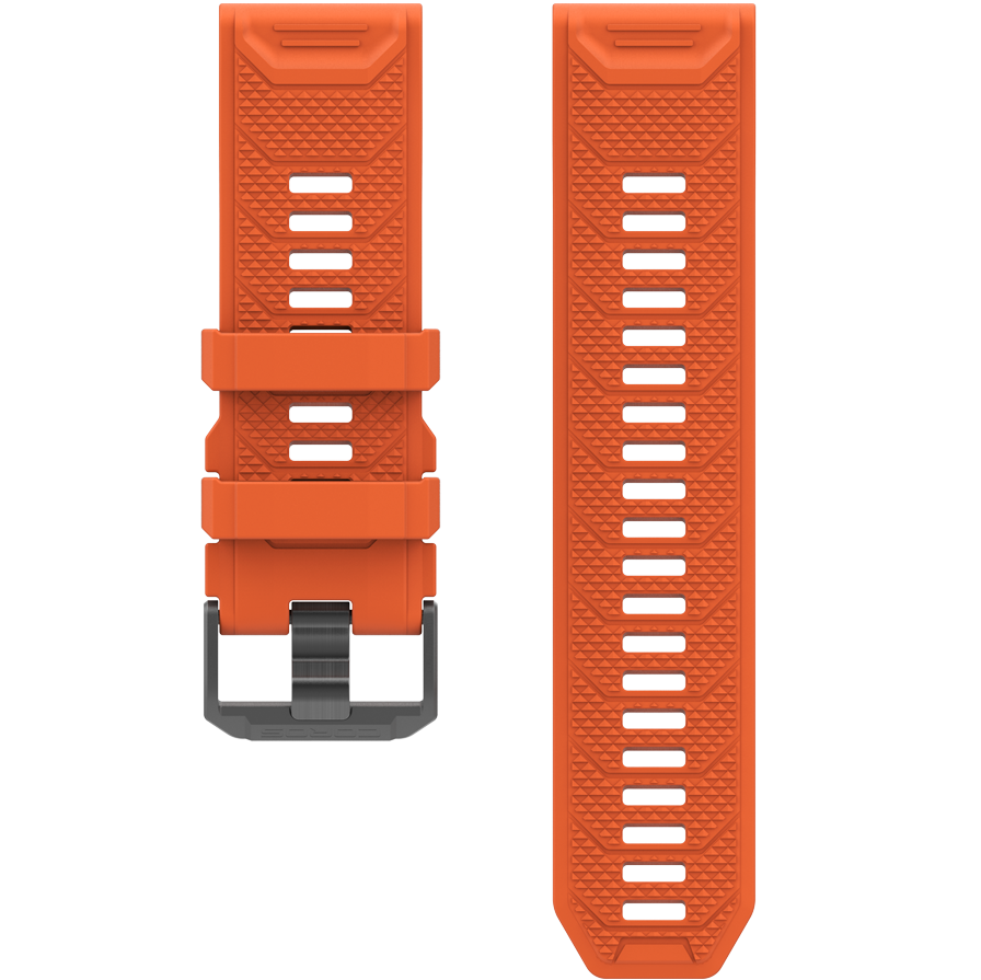 Front view of the 26mm Silicone Band in coral.