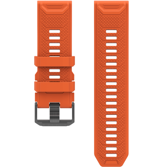 Front view of the 26mm Silicone Band in coral.